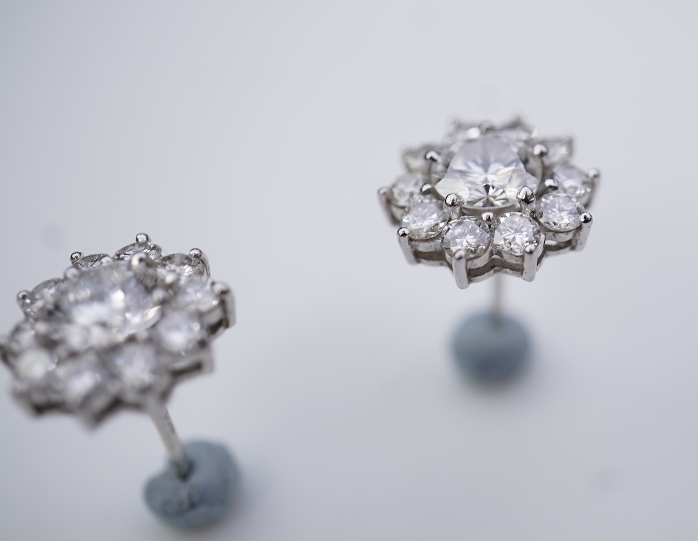 A pair of diamond earrings